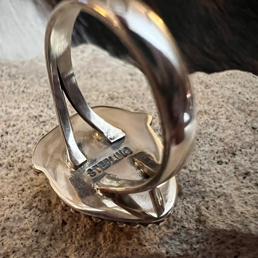 ❤️ Spiny Oyster Navajo Decorative Feather Sterling Silver Ring Size 8.75 - 7.5G - Picture 5 of 14